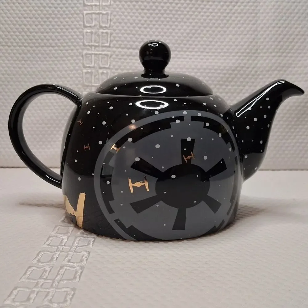 Star Wars Tea Pot Black Galactic Republic's Crest & Tie Fighters Lucasfilm New